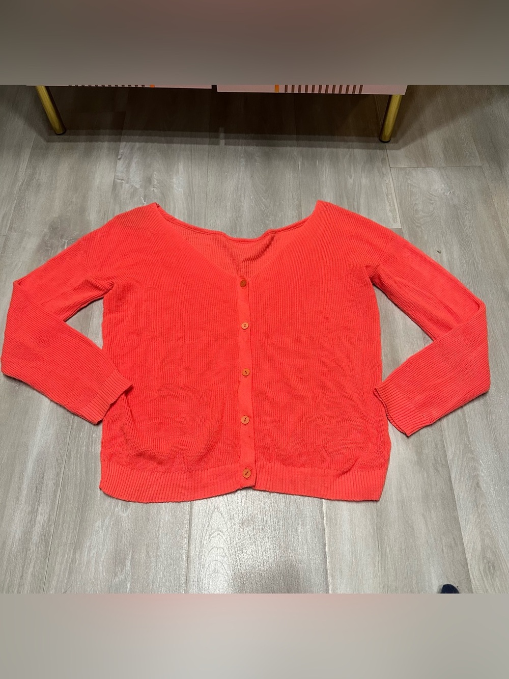 Absolutely Creative Worldwide Orange Knit Button Down Sweater Cardigan Sz M